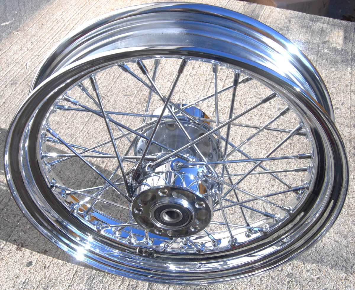 16" Rear Wire Wheel, Chrome, Harley 40 Spoke Wheels Vulcanworks